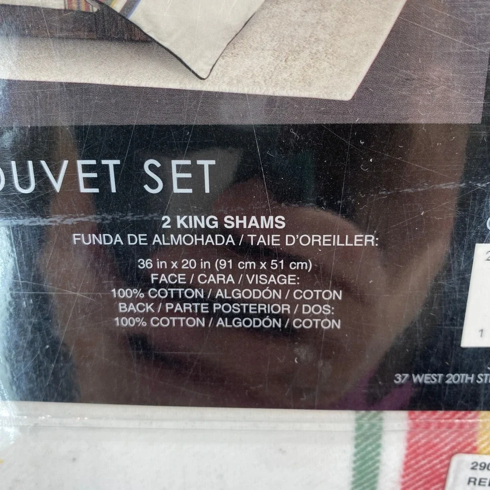 J. Queen New York Duvet Set KING Christopher Plaid Red Cream 100% Cotton Lodge